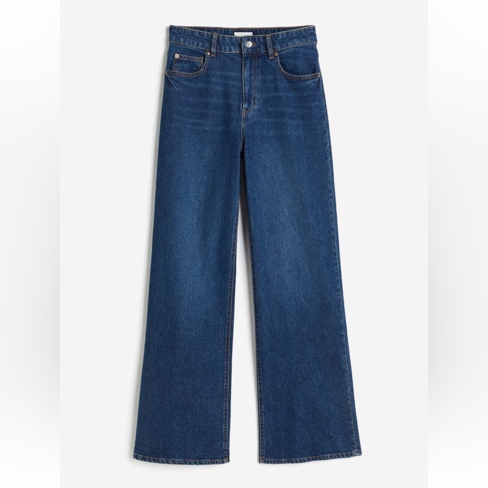 H&M Wide High Jeans in Denim Blue